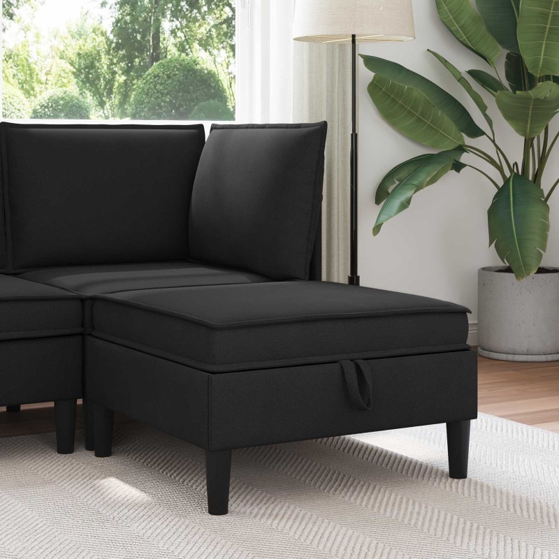 Pouf avec Rangement Noir Velours 618912618912