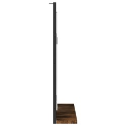 Miroir de salle de bain et étagère chêne fumé bois d’ingénierie 618915618915
