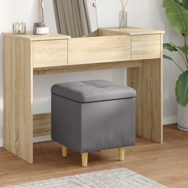 Pouf de rangement avec coussin Gris 40 x 40 x 45 cm Simili cuir 618917618917