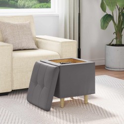 Pouf de rangement avec coussin Gris 40 x 40 x 45 cm Simili cuir 618917618917