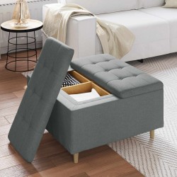 Pouf de rangement avec coussin Gris foncé 80 x 80 x 45 cm tissu 618919618919