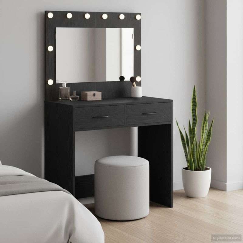 Table de Toilette avec tiroir Chêne noir 78,5 x 41 x 135 cm 618922618922