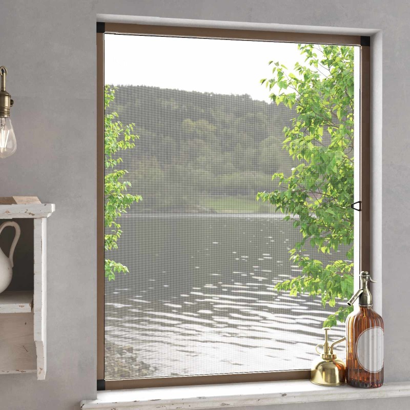 Écran anti-insectes pour fenêtres Marron 110 x 130 cm 618930618930