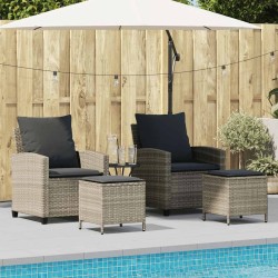 Ensemble de canapé de jardin 4 pcs avec coussins gris résine tressée clair 618933618933