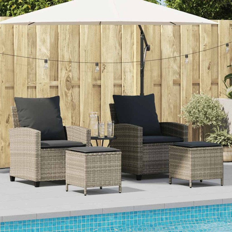 Ensemble de canapé de jardin 4 pcs avec coussins gris résine tressée clair 618933618933