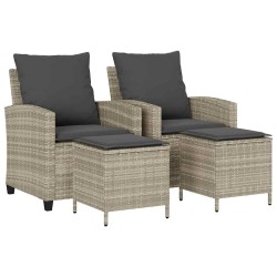 Ensemble de canapé de jardin 4 pcs avec coussins gris résine tressée clair 618933618933