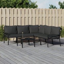Salon de jardin 6 pcs avec coussins gris acier 618935618935