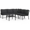 Salon de jardin 6 pcs avec coussins gris acier 618935618935