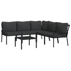 Salon de jardin 6 pcs avec coussins gris acier 618935618935