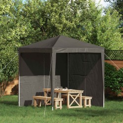 Mur de tente de fête 2 pcs Anthracite 200 x 195 cm PE et acier 618938618938