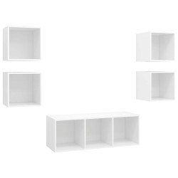 Ensemble de meuble TV 5 pcs Blanc Bois d'ingénierie 618940618940