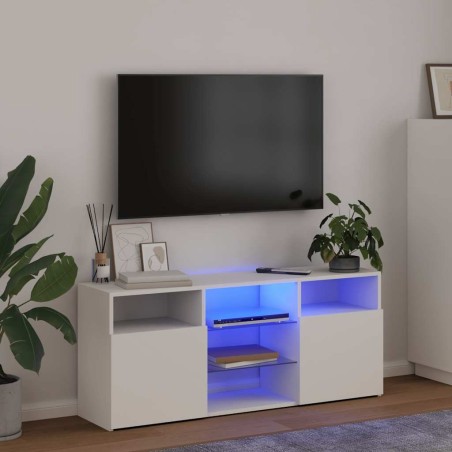 Meuble TV avec lumières LED blanc 120x30x50 cm 618942618942