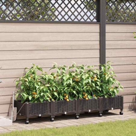 Porte-plante de jardin avec irrigation et roues 4 pc Marron PP 618944618944