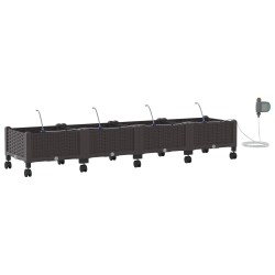 Porte-plante de jardin avec irrigation et roues 4 pc Marron PP 618944618944