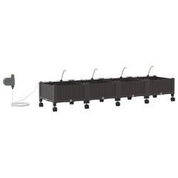 Porte-plante de jardin avec irrigation et roues 4 pc Marron PP 618944618944