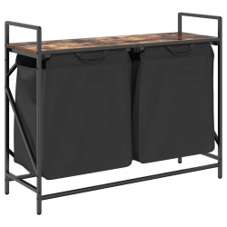 Panier à linge à 2 compartiments avec étagère chêne fumé 618951618951