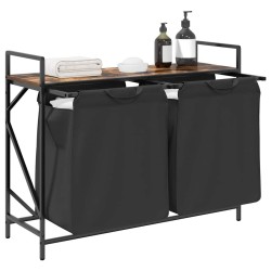 Panier à linge à 2 compartiments avec étagère chêne fumé 618951618951