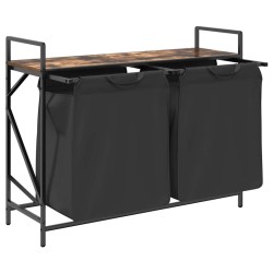 Panier à linge à 2 compartiments avec étagère chêne fumé 618951618951