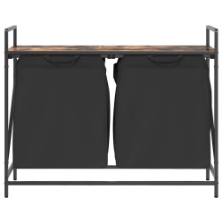 Panier à linge à 2 compartiments avec étagère chêne fumé 618951618951
