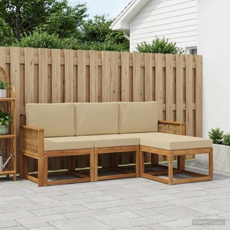 Ensemble de canapés d'extérieur 4 pcs Naturel et Beige 618959618959