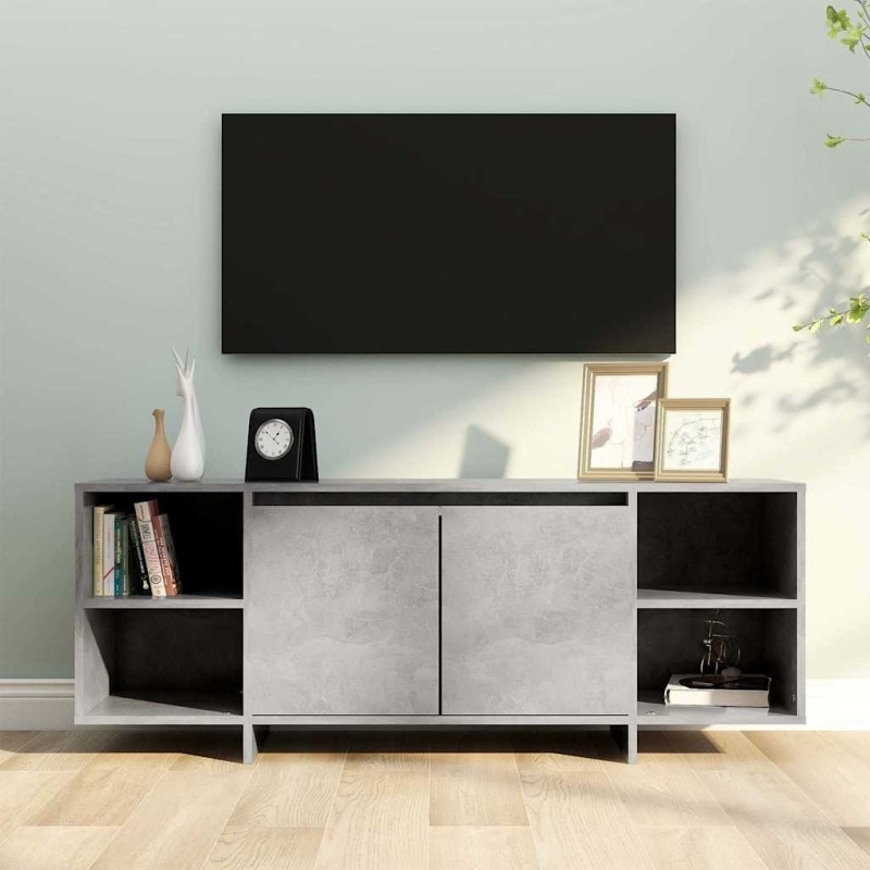 Meuble TV Gris béton 130x35x50 cm Bois d'ingénierie 618963618963