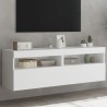 Meubles TV muraux avec lumières LED 2 pcs blanc 60x30x40 cm 618969618969