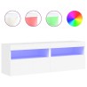 Meubles TV muraux avec lumières LED 2 pcs blanc 60x30x40 cm 618969618969