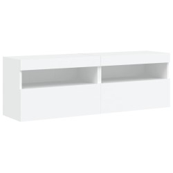 Meubles TV muraux avec lumières LED 2 pcs blanc 60x30x40 cm 618969618969