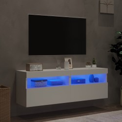 Meubles TV muraux avec lumières LED 2 pcs blanc 60x30x40 cm 618969618969
