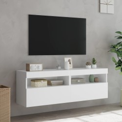 Meubles TV muraux avec lumières LED 2 pcs blanc 60x30x40 cm 618969618969