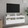 Meubles TV muraux avec lumières LED 2 pcs blanc 60x30x40 cm 618969618969