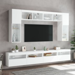 Meubles TV muraux avec lumières LED 2 pcs blanc 60x30x40 cm 618969618969