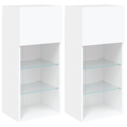 Meubles TV avec lumières LED 2 pcs blanc 40,5x30x90 cm 618970618970