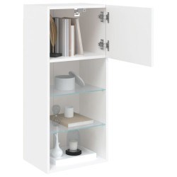 Meubles TV avec lumières LED 2 pcs blanc 40,5x30x90 cm 618970618970