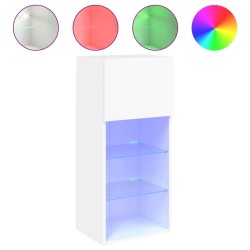 Meubles TV avec lumières LED 2 pcs blanc 40,5x30x90 cm 618970618970