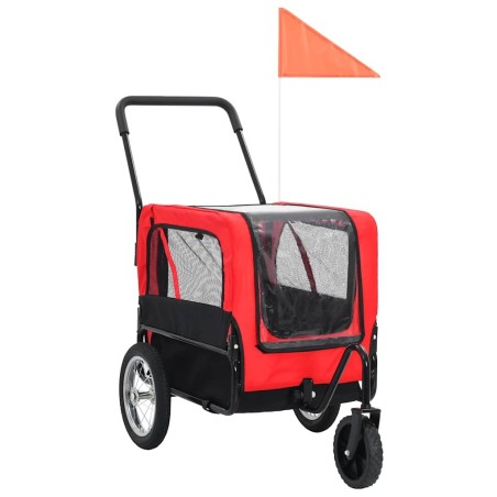 Remorque de vélo pour chiens et poussette 2-en-1 rouge et noir 618973618973