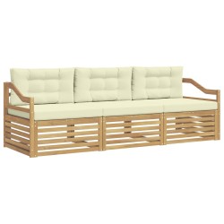 Ensemble de canapés d'extérieur 3 pcs Blanc et crème Polyester 618984618984