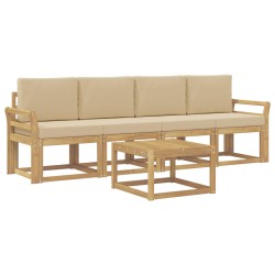 Ensemble de canapés d'extérieur 5 pcs Blanc et Beige 618991618991