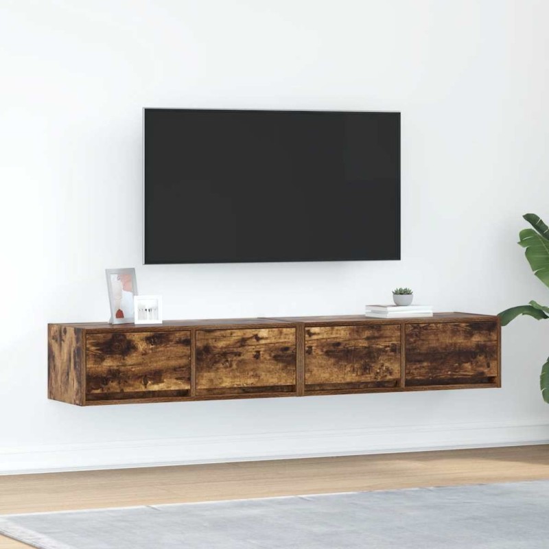 Meubles TV 2 pcs chêne fumé 80x31x25,5 cm bois d'ingénierie 618993618993