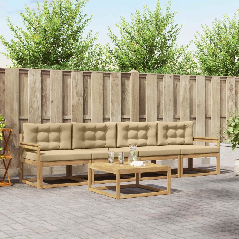 Ensemble de canapés d'extérieur 4 pcs Blanc et Beige 619000619000