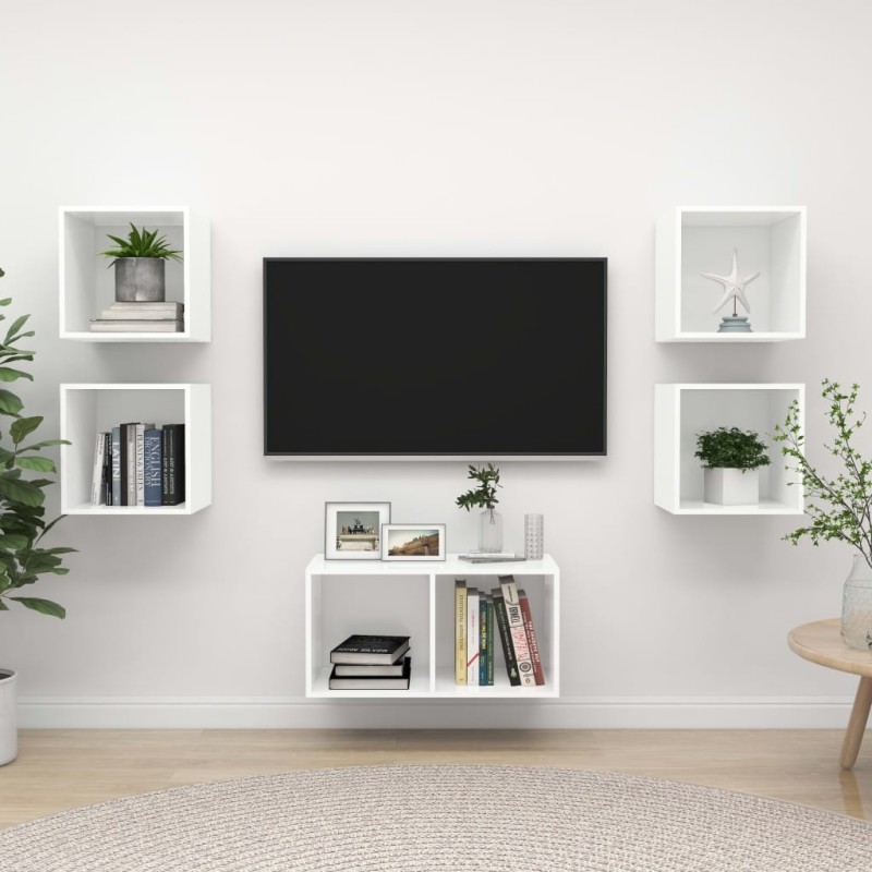 Ensemble de meuble TV 5 pcs Blanc Bois d'ingénierie 619003619003