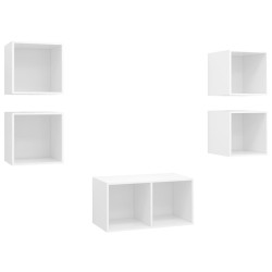 Ensemble de meuble TV 5 pcs Blanc Bois d'ingénierie 619003619003