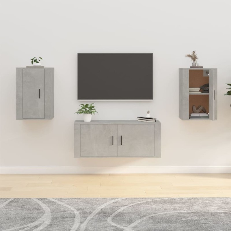 Meubles TV muraux 2 pcs Gris béton 40x34,5x60 cm 619004619004