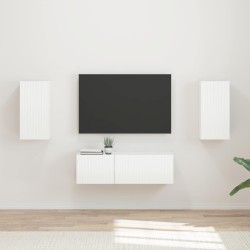 Ensemble de meuble TV mural Montage mural 4 pcs Blanc brillant 619005619005