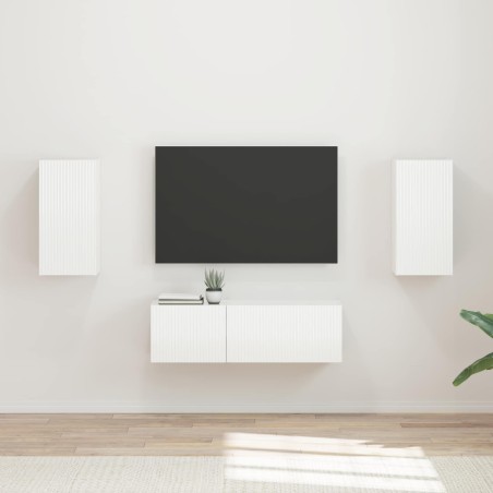 Ensemble de meuble TV mural Montage mural 4 pcs Blanc brillant 619005619005