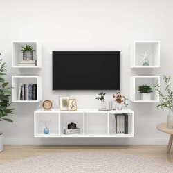 Ensemble de meuble TV 5 pcs Blanc Bois d'ingénierie 619007619007