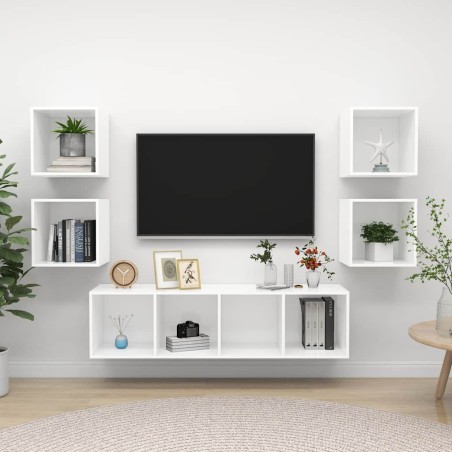 Ensemble de meuble TV 5 pcs Blanc Bois d'ingénierie 619007619007