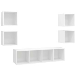 Ensemble de meuble TV 5 pcs Blanc Bois d'ingénierie 619007619007