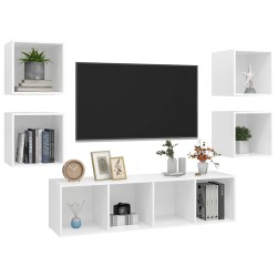 Ensemble de meuble TV 5 pcs Blanc Bois d'ingénierie 619007619007
