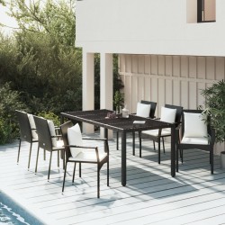 Ensemble à manger de jardin coussins 7pcs Noir Résine tressée 619012619012